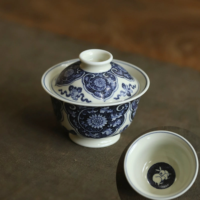 Hand-painted blue and white porcelain small-capacity ceramic tea bowl