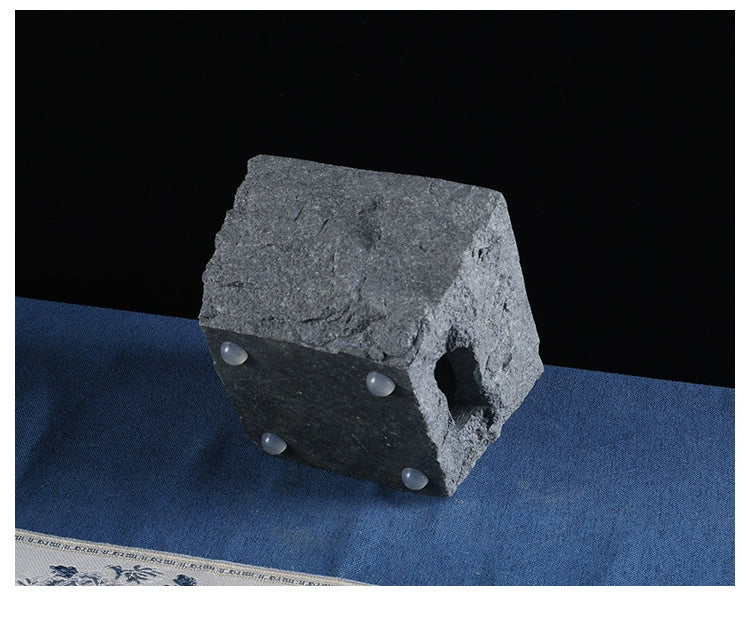 Hand-Chiseled Wujin Stone Mortar Tea Stove – Dual-Purpose Stone Electric & Carbon Heater