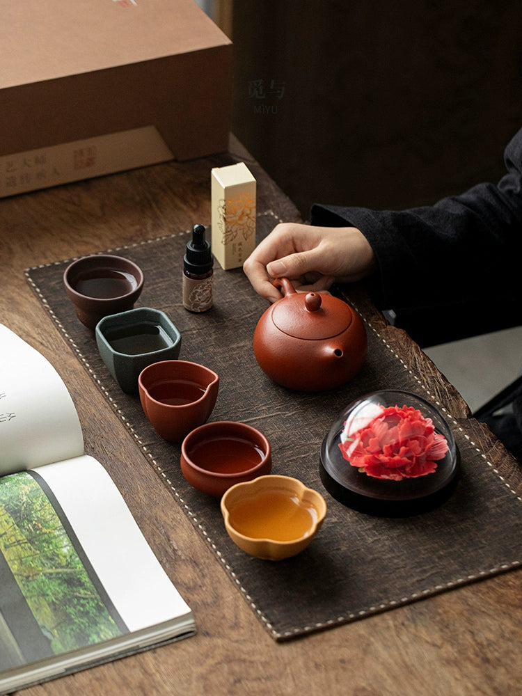 Raw ore Xishi purple clay teapot handmade teapot kung fu tea set