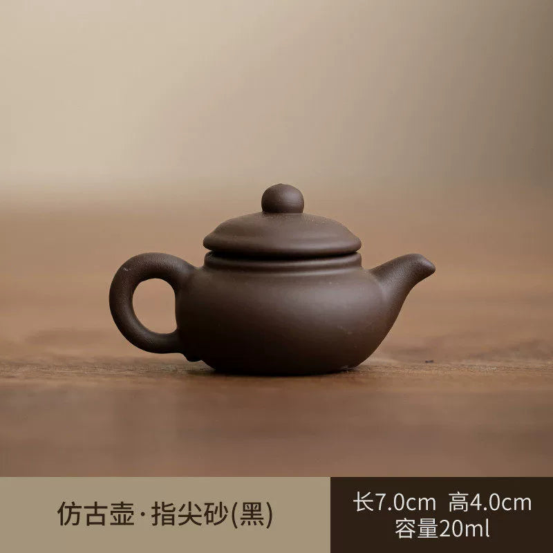 Mini purple clay pot handle pot finger pot kung fu tea set