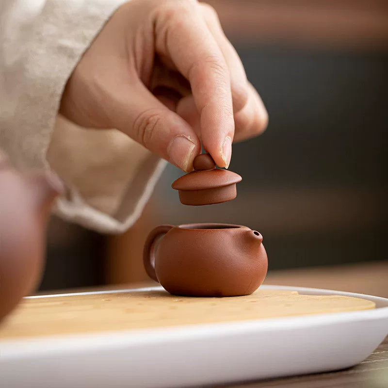 Mini purple clay pot handle pot finger pot kung fu tea set