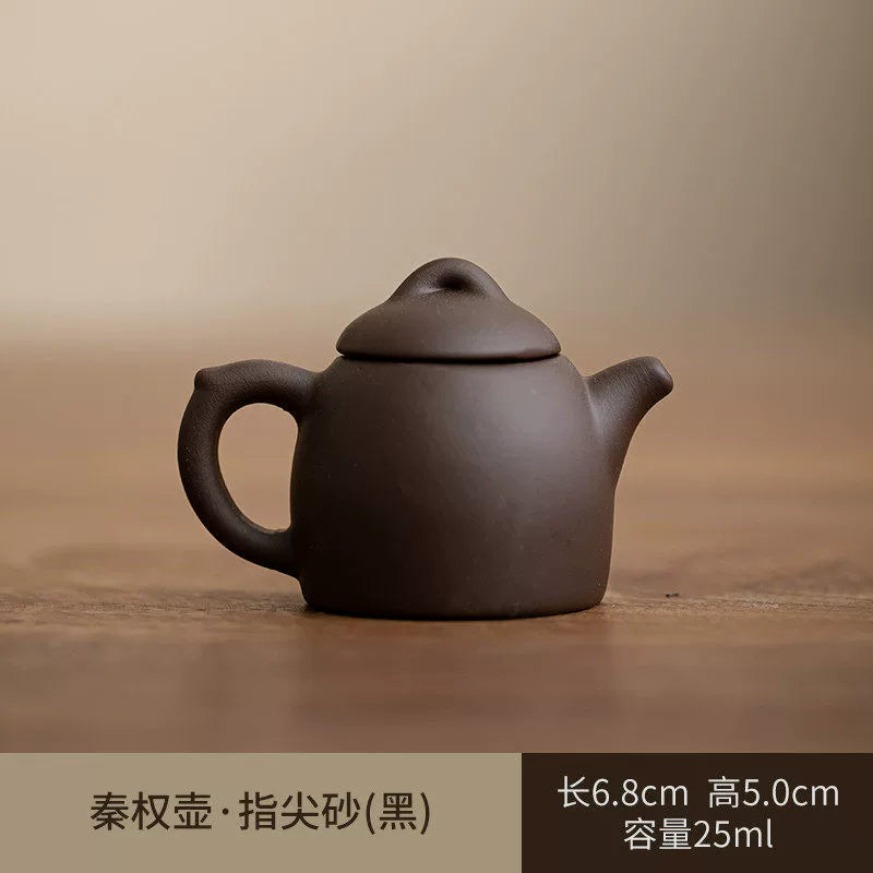 Mini purple clay pot handle pot finger pot kung fu tea set