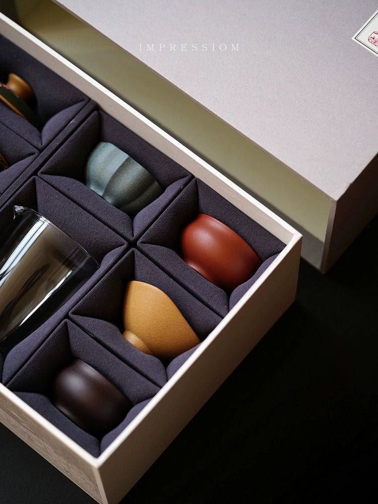 Yixing purple clay pot plum blossom snow Qiao/rain-listening cover bowl gift set mud 160cc/180cc