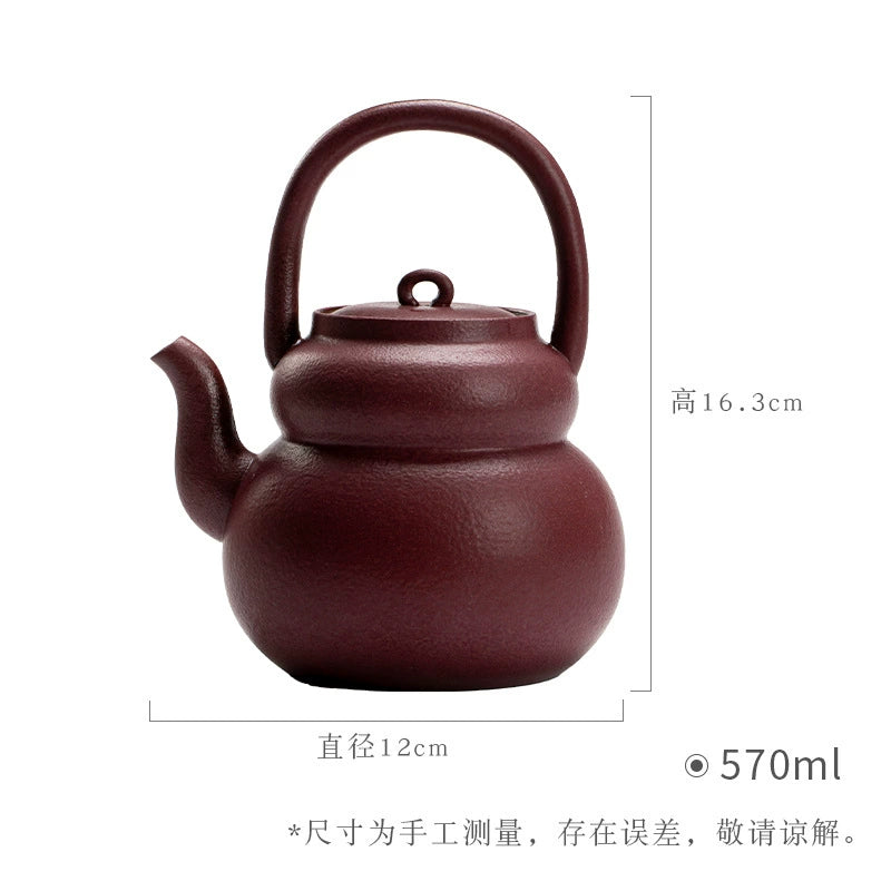 Cooking teapot around the hearth, Japanese style handle boiling teapot, high-grade kung fu tea set, boiling water, ceramic household retro anti-scald teapot