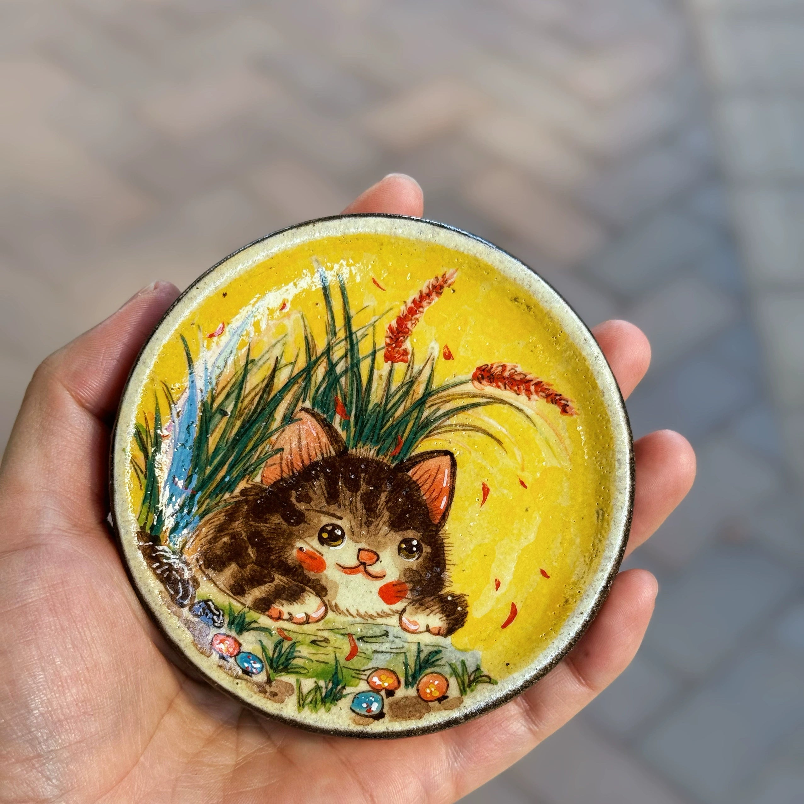 Jingdezhen underglaze colorful hand-painted purple sand/clay cover bowl treasure bottle cover