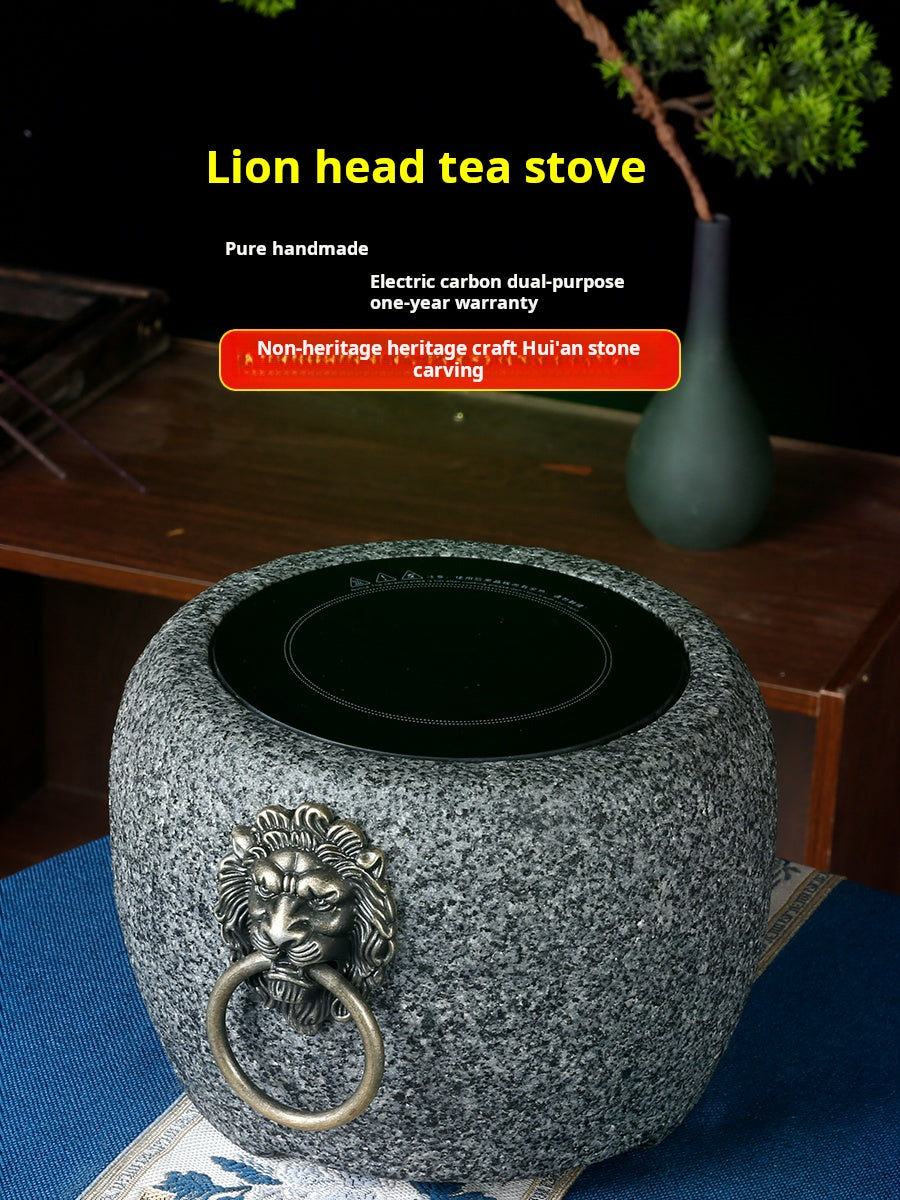 Hand-Carved Stone Mortar Electric Ceramic Stove – Dual-Purpose Outdoor & Home Model