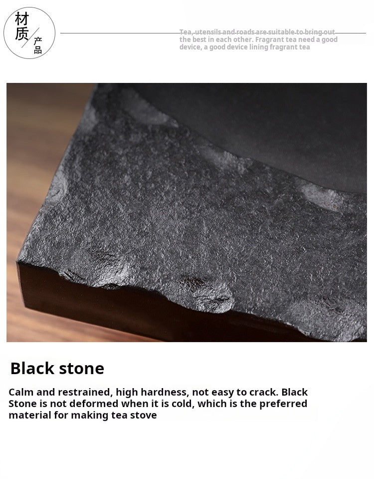 Hand-Chiseled Wujin Stone Mortar Tea Stove – Dual-Purpose Stone Electric & Carbon Heater